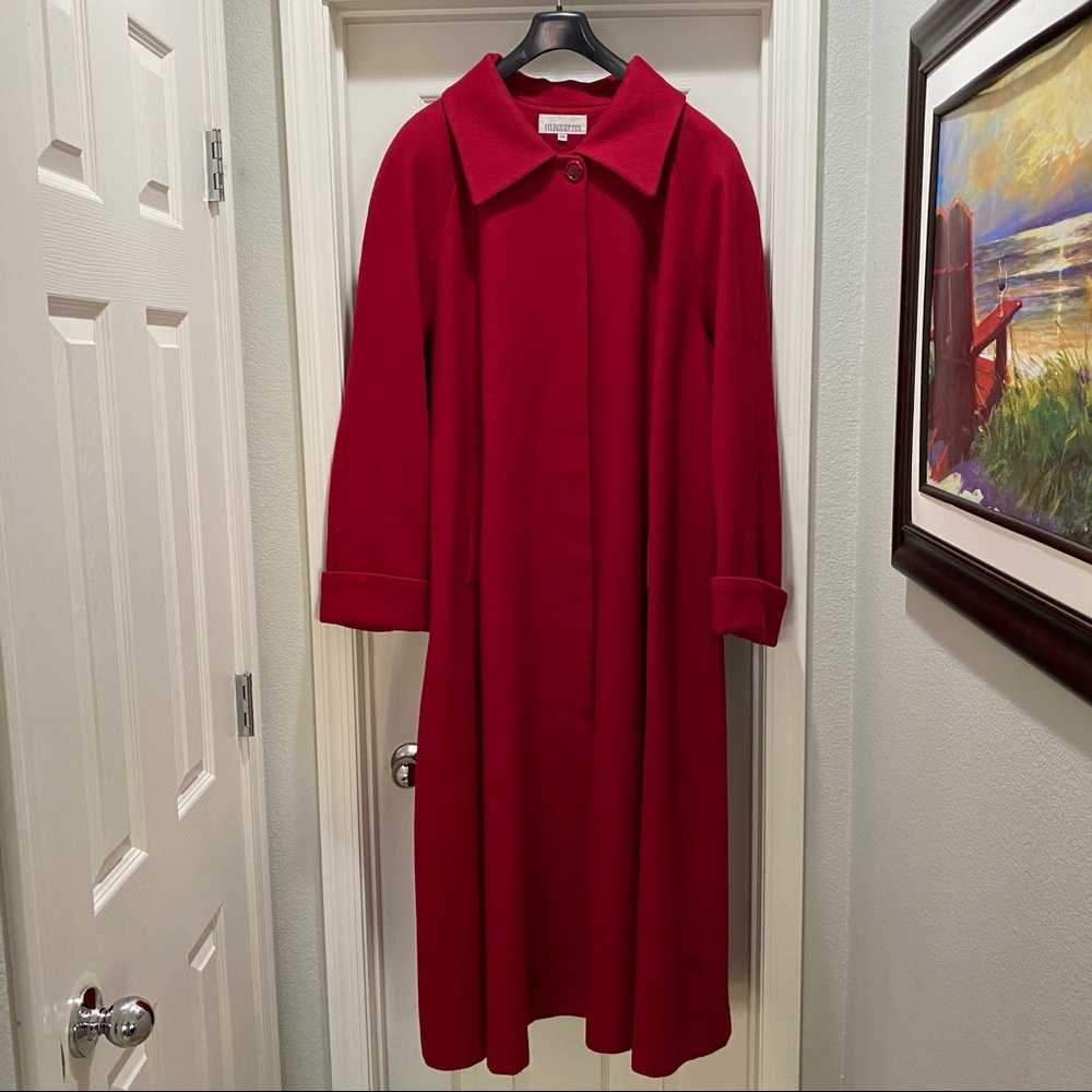 Silhouettes Red Full Length Wool Dress Coat